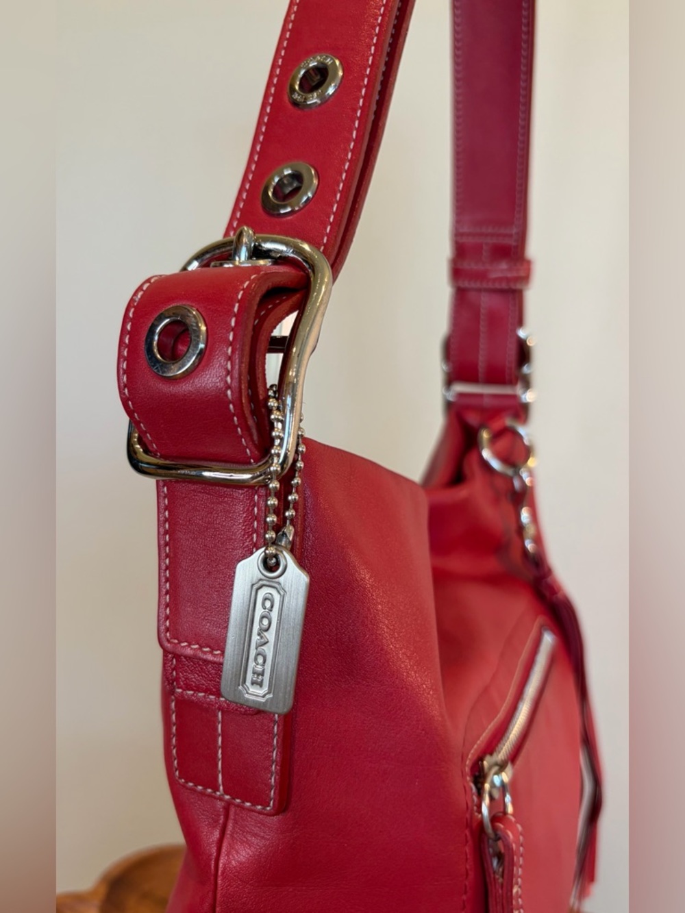 Vintage COACH Legacy Red Leather Shoulder Made in Turkey 1415 EUC - Picture 5 of 17